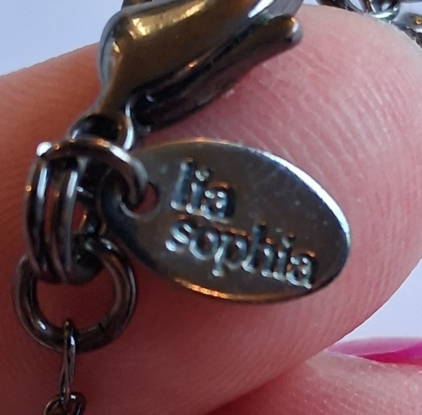 Lia Sophia Crystal Station Necklace Rhinestone Beads Cable Chain Lobster Clasp