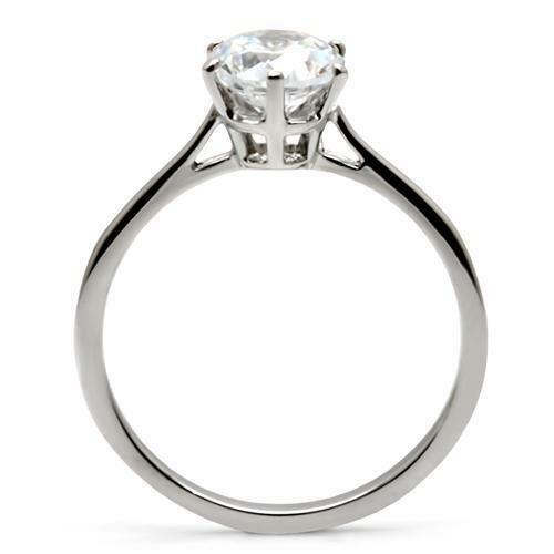 TK025 – High polished (no plating) Stainless Steel Ring with AAA Grade CZ in