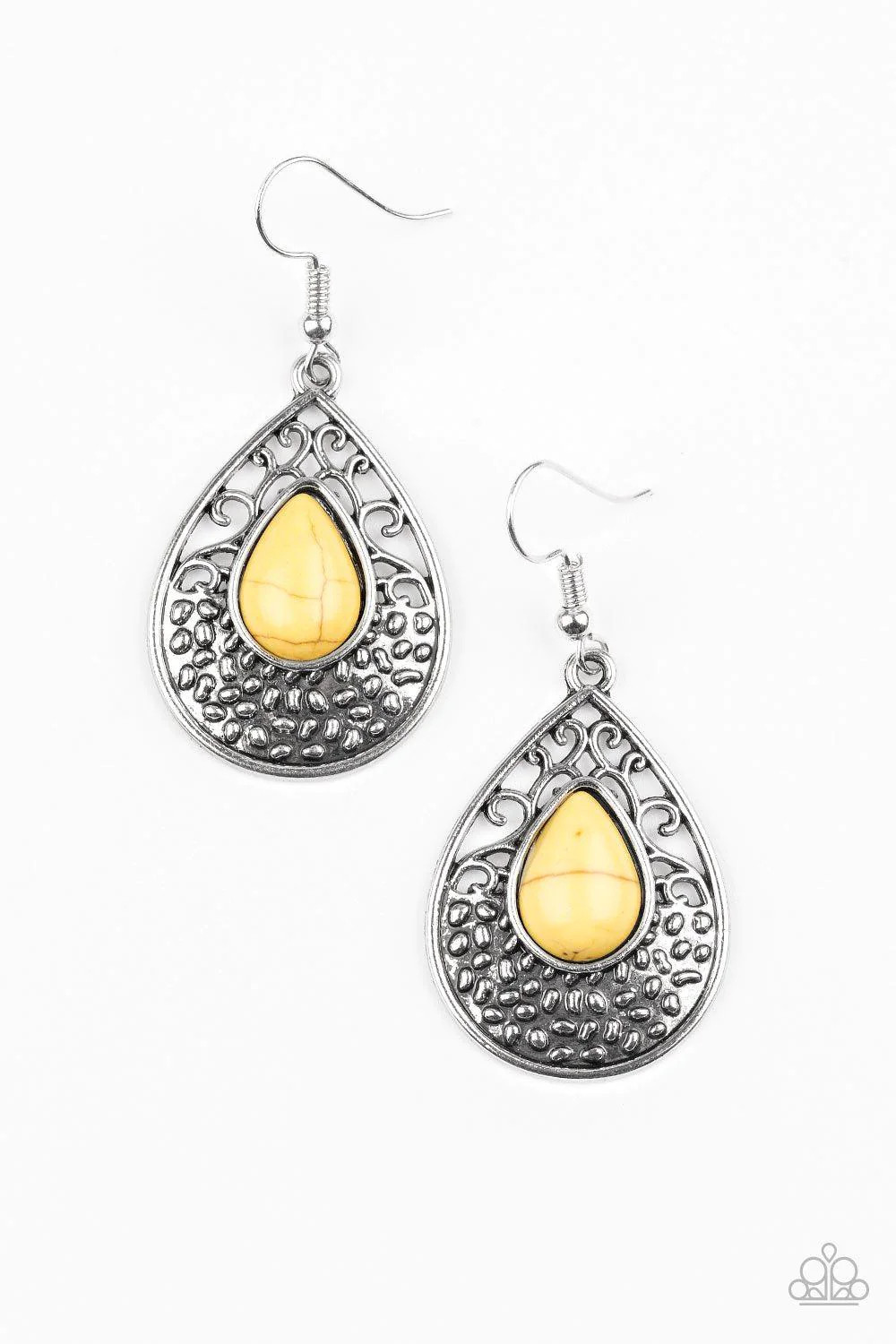 Paparazzi ~ Tucson Tunes Yellow Silver Dangle Earrings (Patterns Vary)
