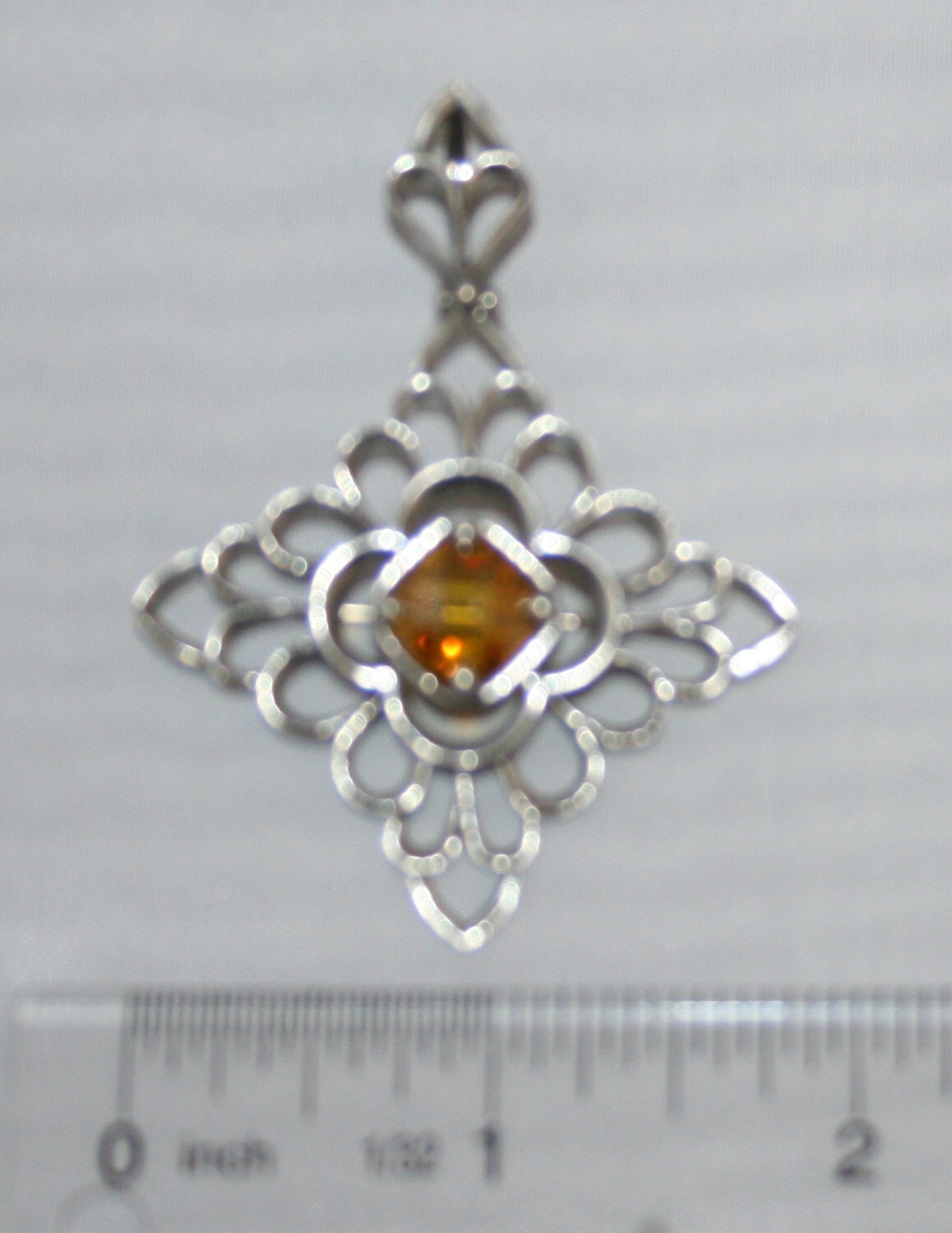Silpada Sterling Silver Large Citrine Cubic Zirconia Center Pin Slider S1222