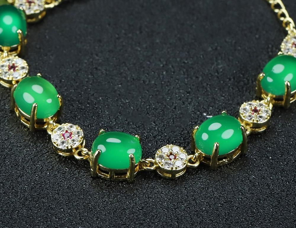 Girl Grandma Mothers Lady Women Green Jade Beads Bracelet Jewelry Gift Box DD300