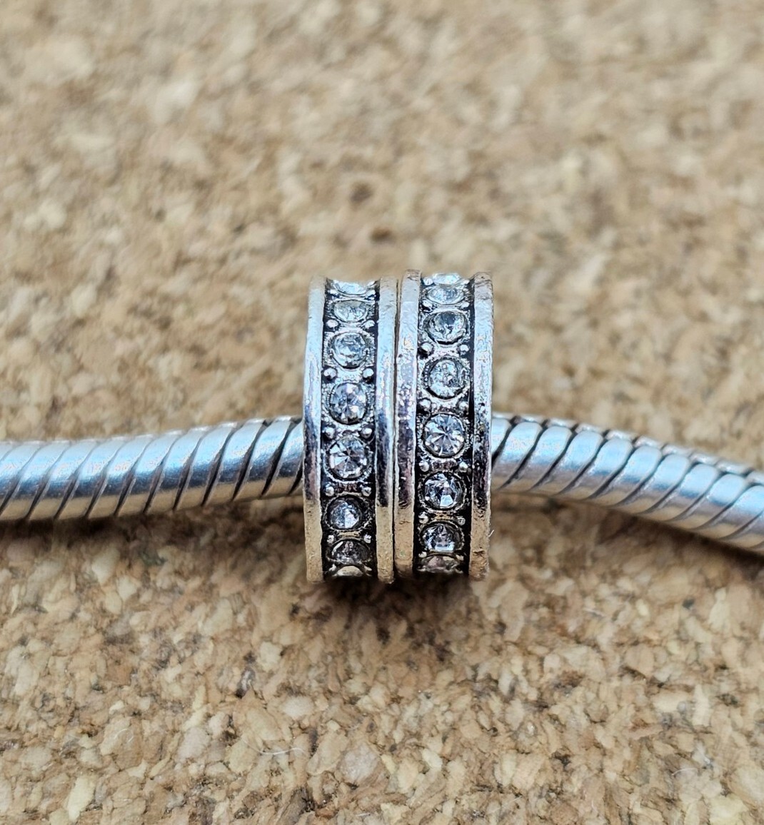 2 Authentic Sparkling Hearts Love Silver Cz Spacer European Charm Beads