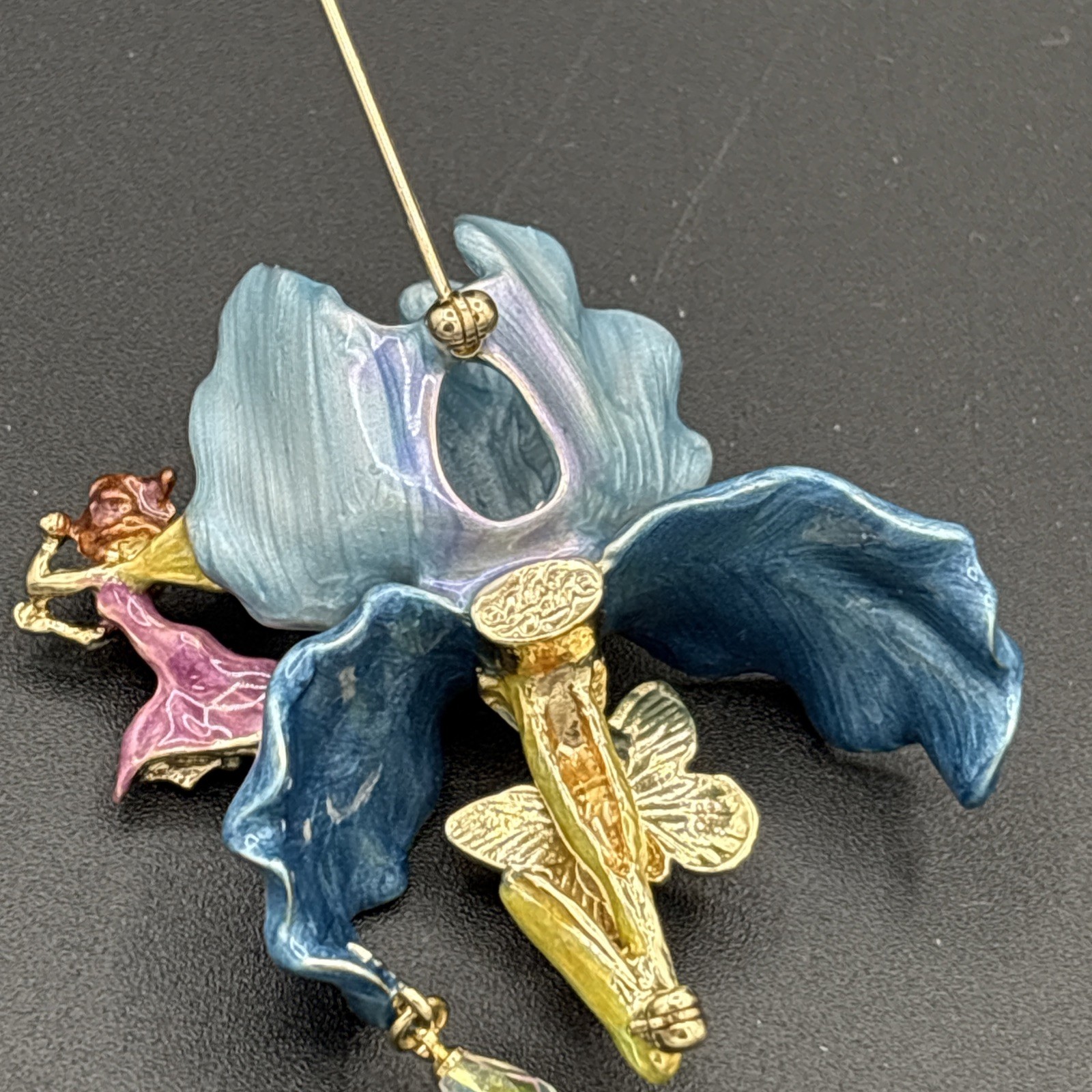 Kirk’s Folly Gold Tone Fairy Iris Pin & Convertor Slide Necklace- Gold Tone