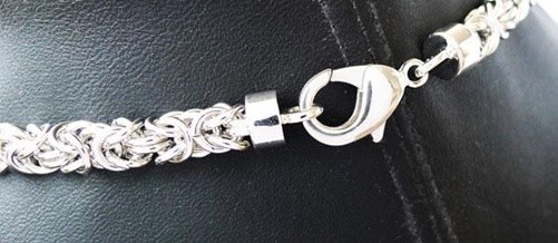 HEAVY BYZANTINE CHAIN LINK SILVER NECKLACE 20″
