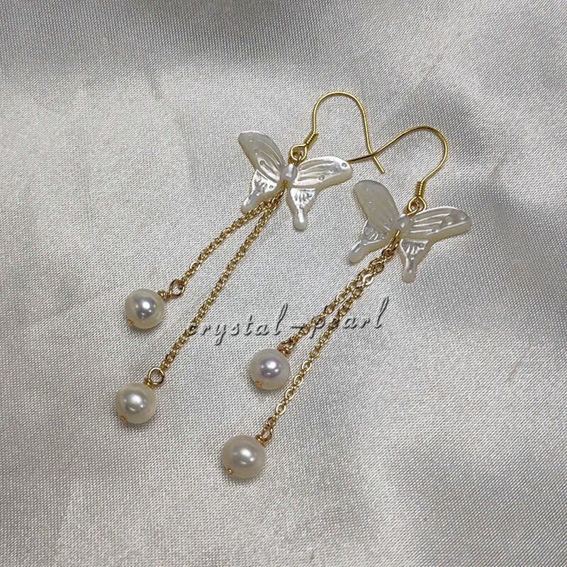 Genuine AAA natural south sea white pearl dangle earrings 14k yelllow gold P