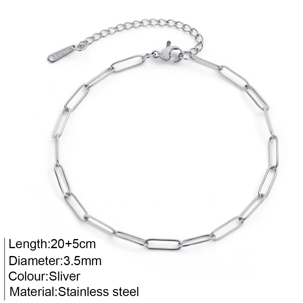 Good Quality Women’s High-end Stainless Steel Anklets Box Chain Clip Bead Chain
