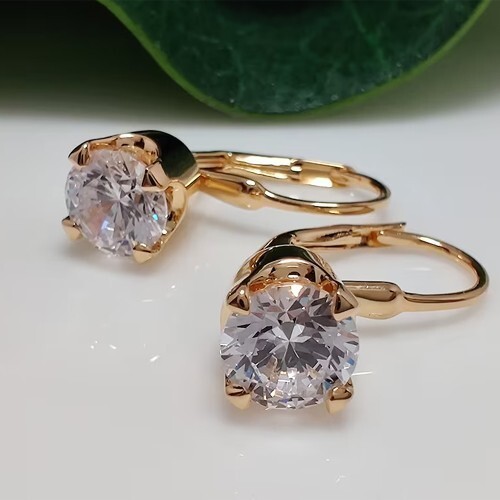 2.50Ct Round Cut Simulated Diamond Stunning Drop Earring 14K Yellow Gold Plated