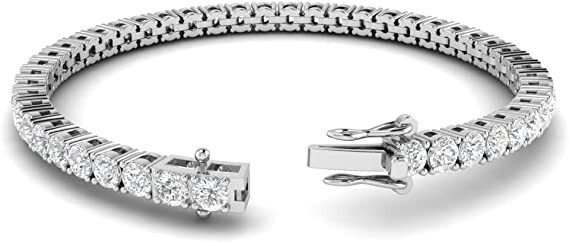 Women’s Solid 925 Sterling Silver 4mm Round Cut Clear CZ Tennis Chain Bracelet