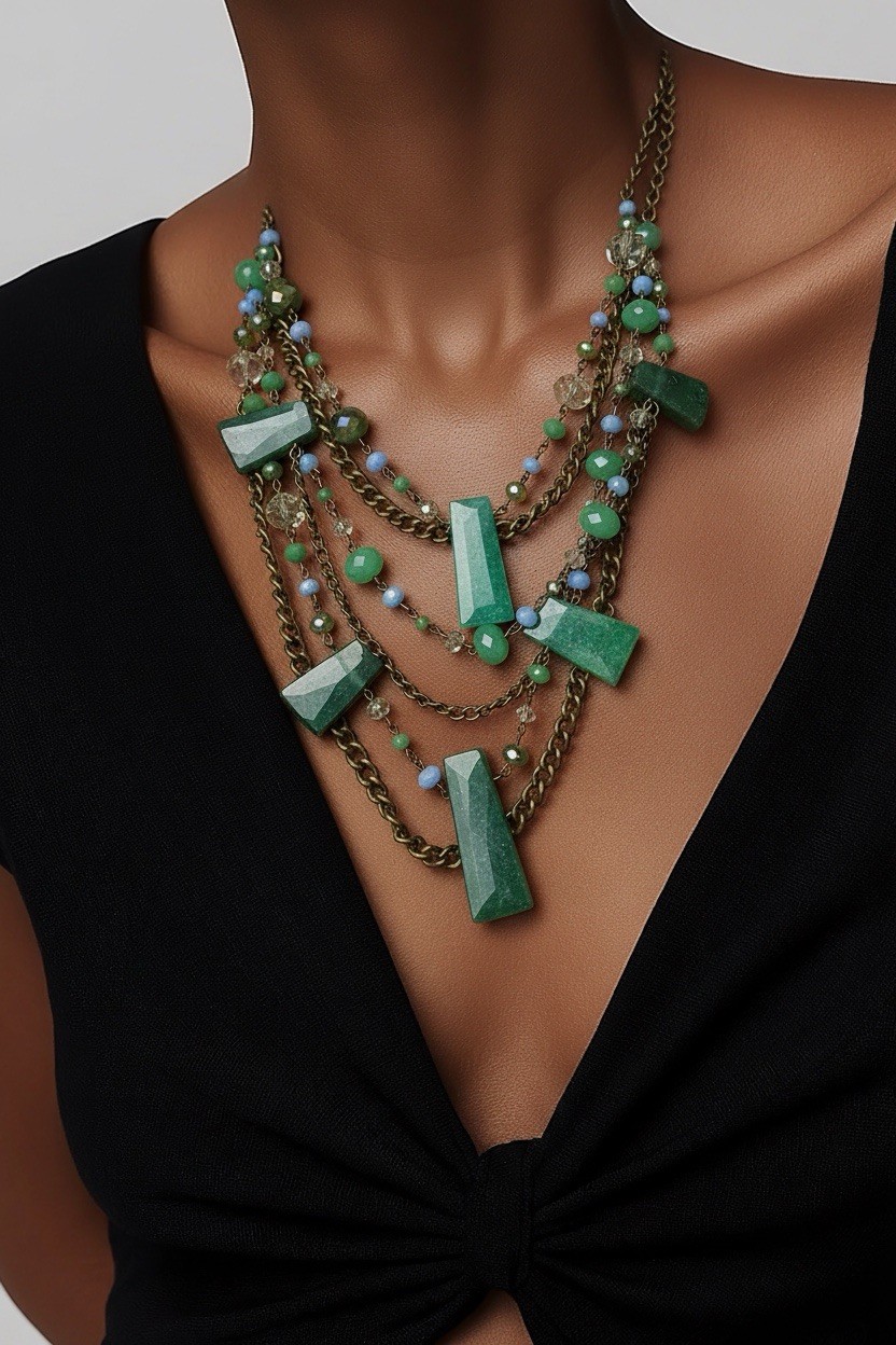 Layered Necklace, Green Amazonite Necklace