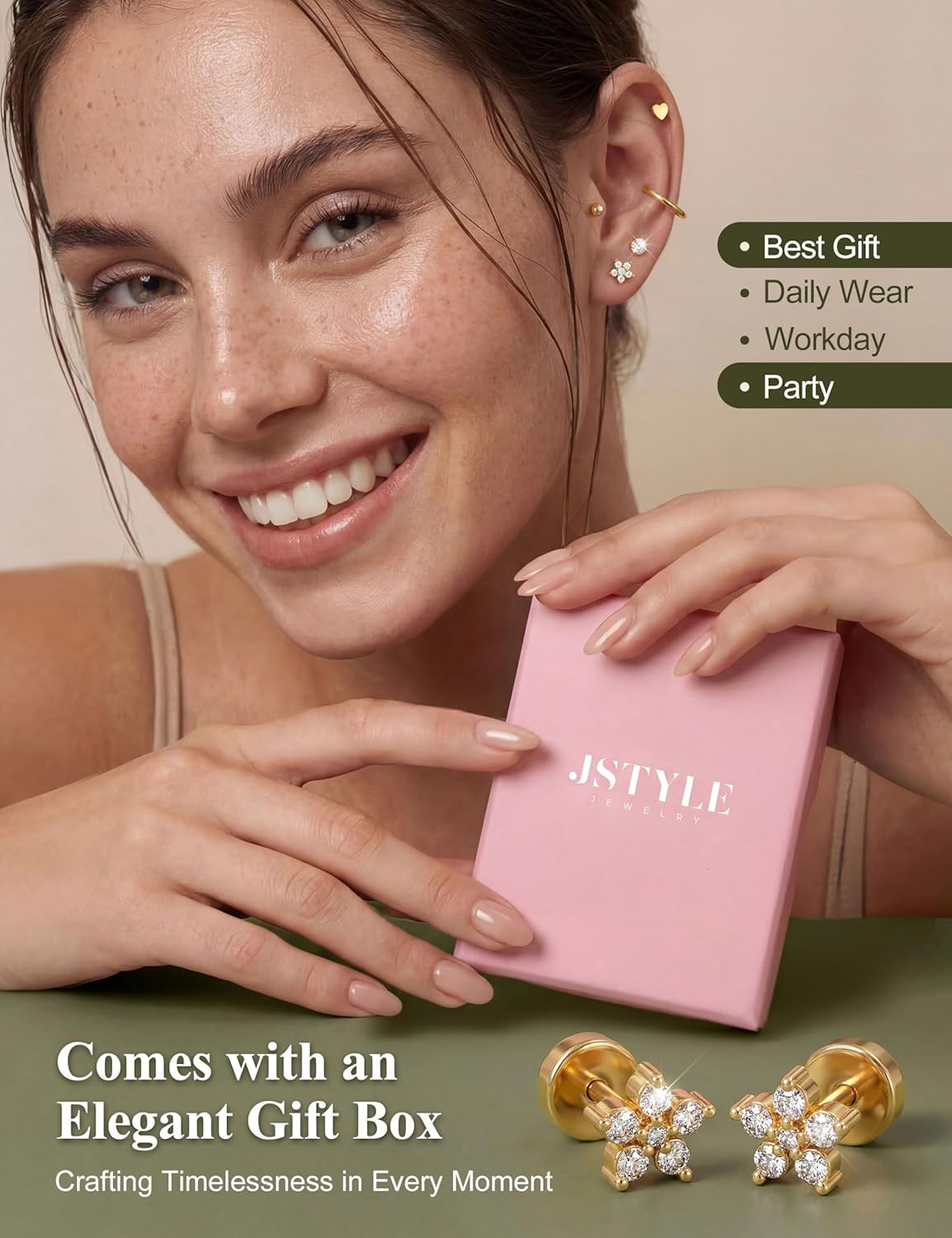 Hypoallergenic Earrings for Sensitive Ears, Comfortable Flat Back Earrings for S