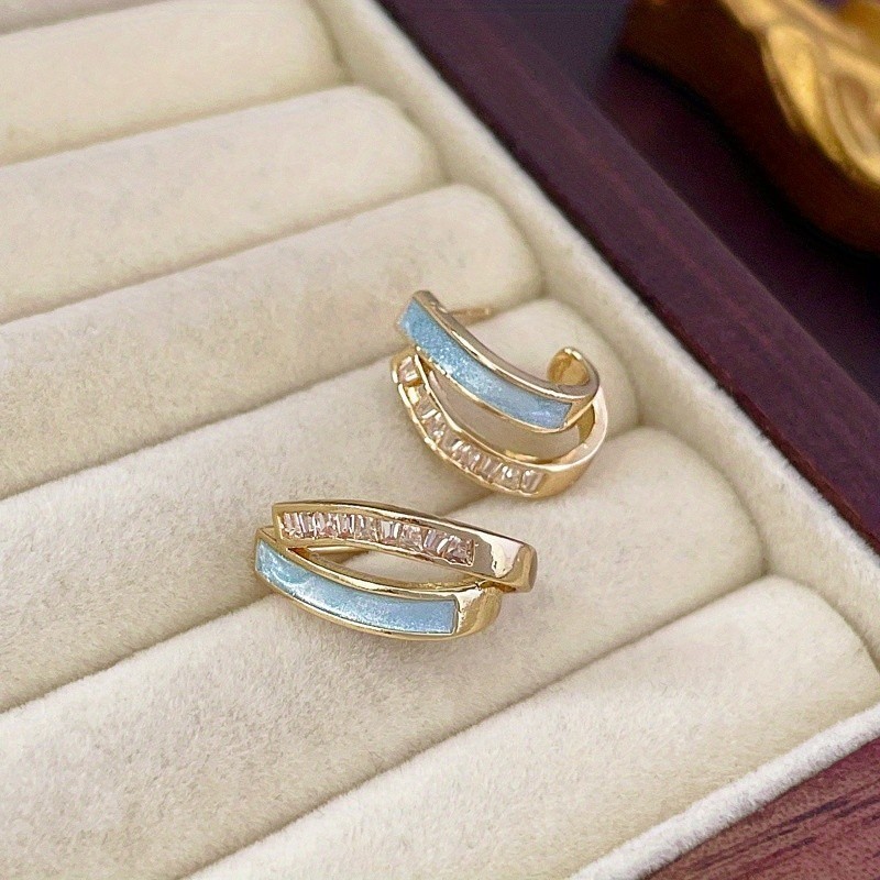 Women’s C-shaped Earrings with Alloy Double-layer Earrings Jewelry Gift