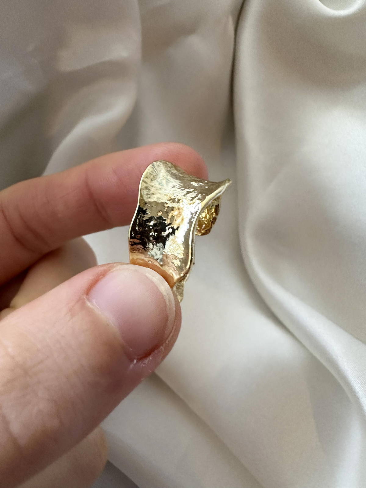 Gold Chunky Ring, Gold Hammered Ring, Stackable Adjustable Open Ring, Statement