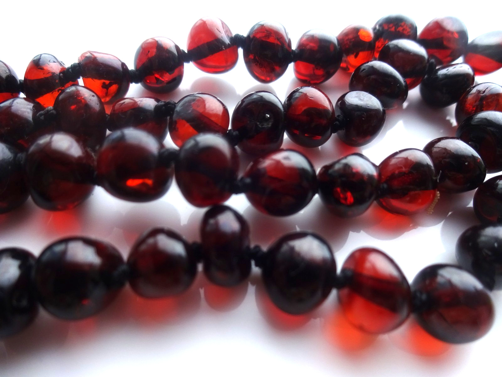 Natural BALTIC AMBER Necklace Round Dark Cherry Beads 22”