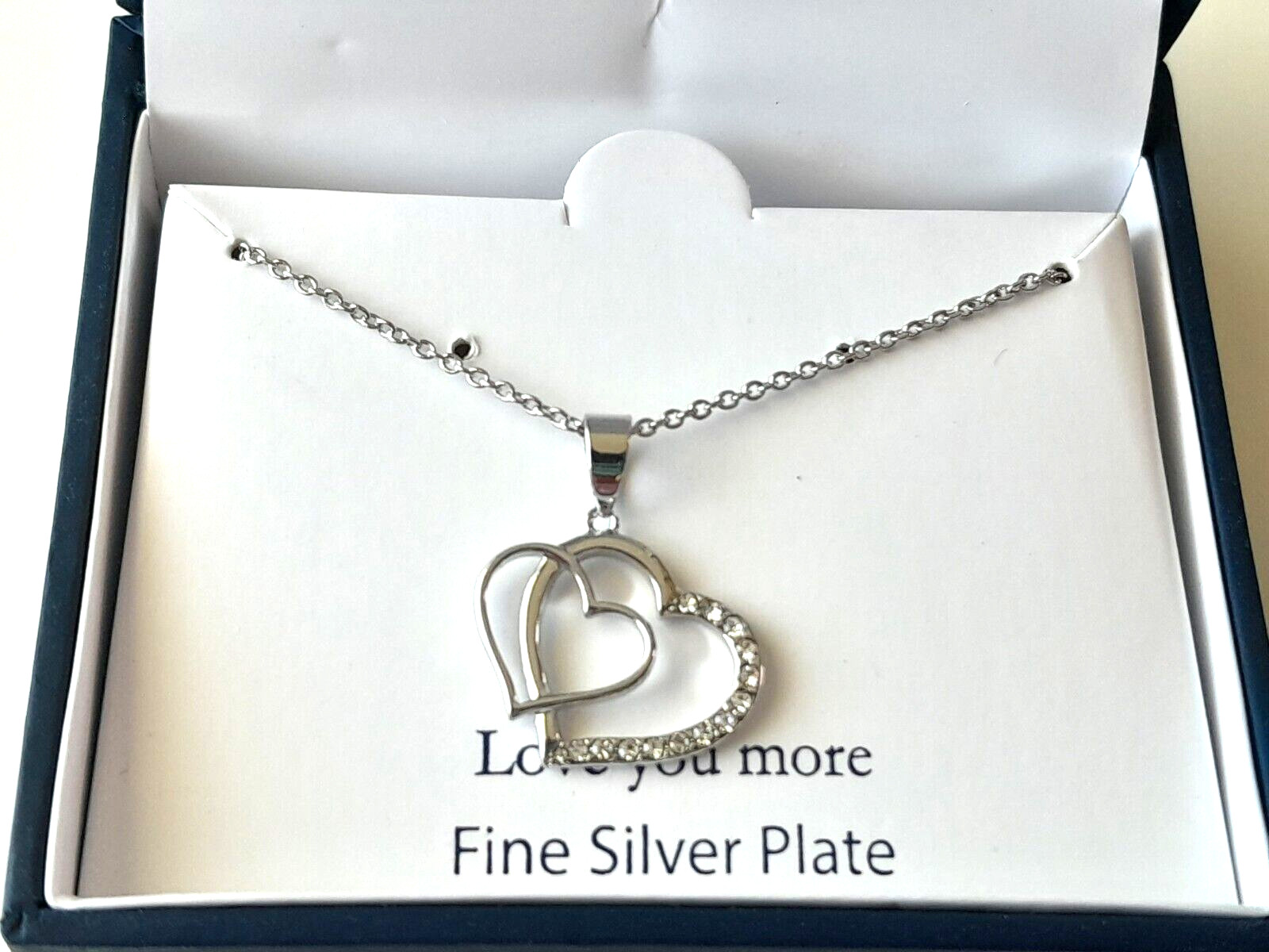 Belk SilverWorks Necklace Heart Pendant ” Love You More” Beauty Silver Plate