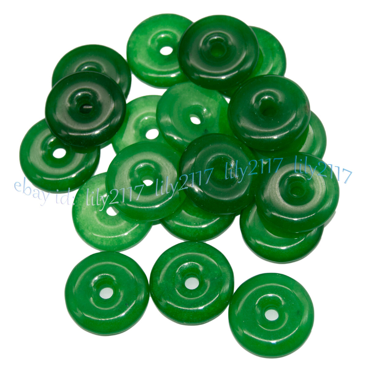 Green Vintage Natural imperial Green Jade Gems Circle Donut Pendant Lucky Amulet