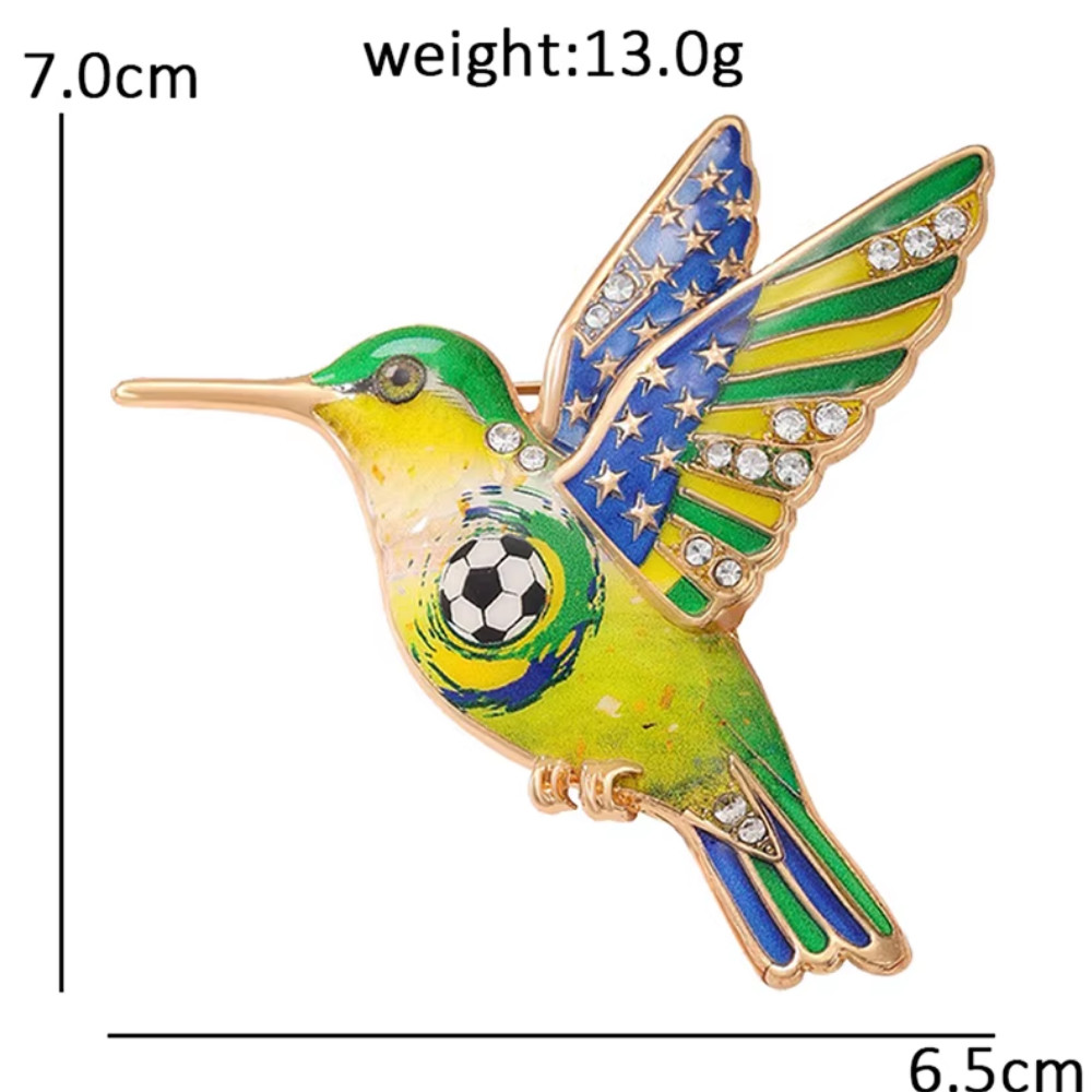 Rhinestone American US Flag Hummingbird Brooch USA Independence Day Gold Pin Gif