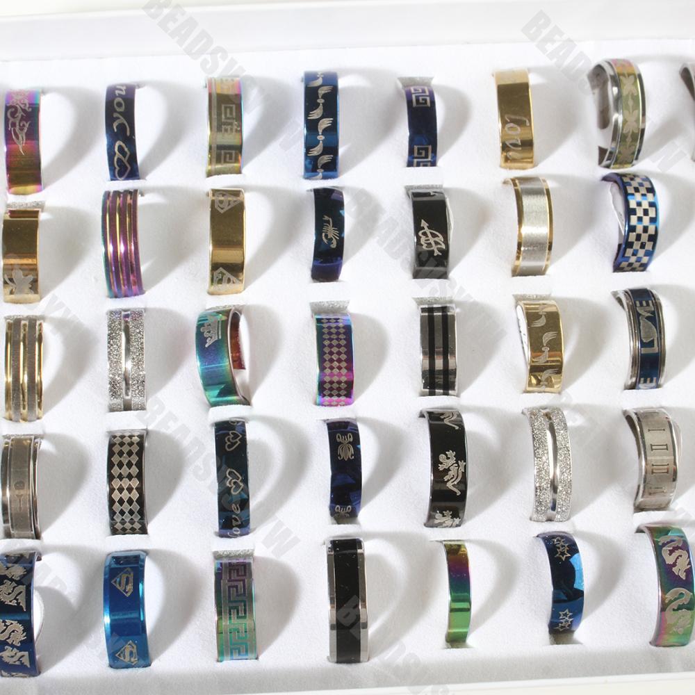 NEW 50pcs Wholesale Bulk Lot Mixed Stainless Steel Rings Men’s Women’s Band Ring