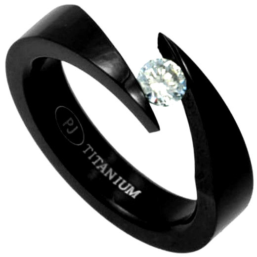 Black Plated TITANIUM Bypass Tension RING with 4.5mm Round CZ, size 8