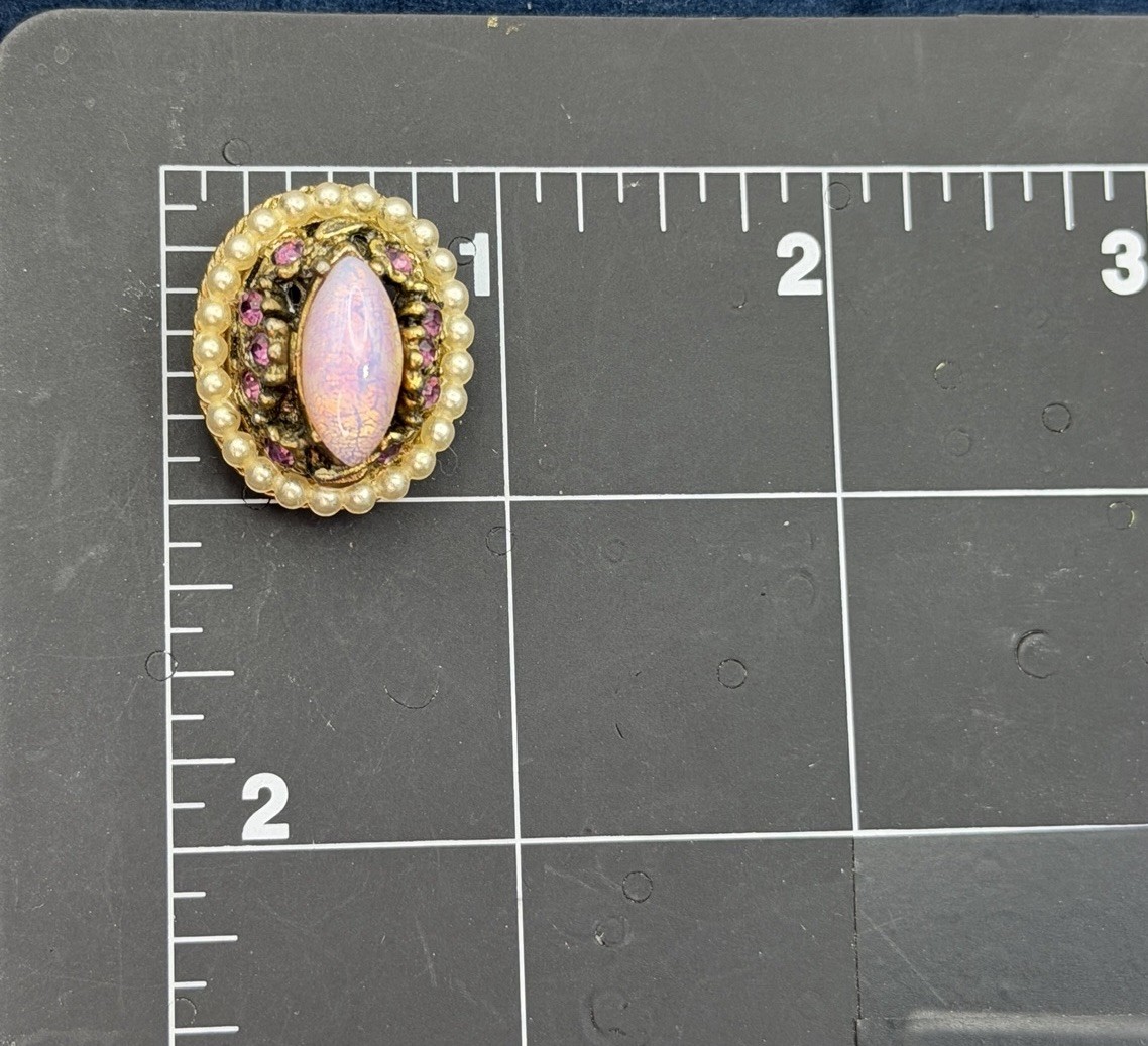 Vintage 50s MCM Clip On Earrings Jewelry Lot 5 Pair Rhinestones Opalite Cabochon