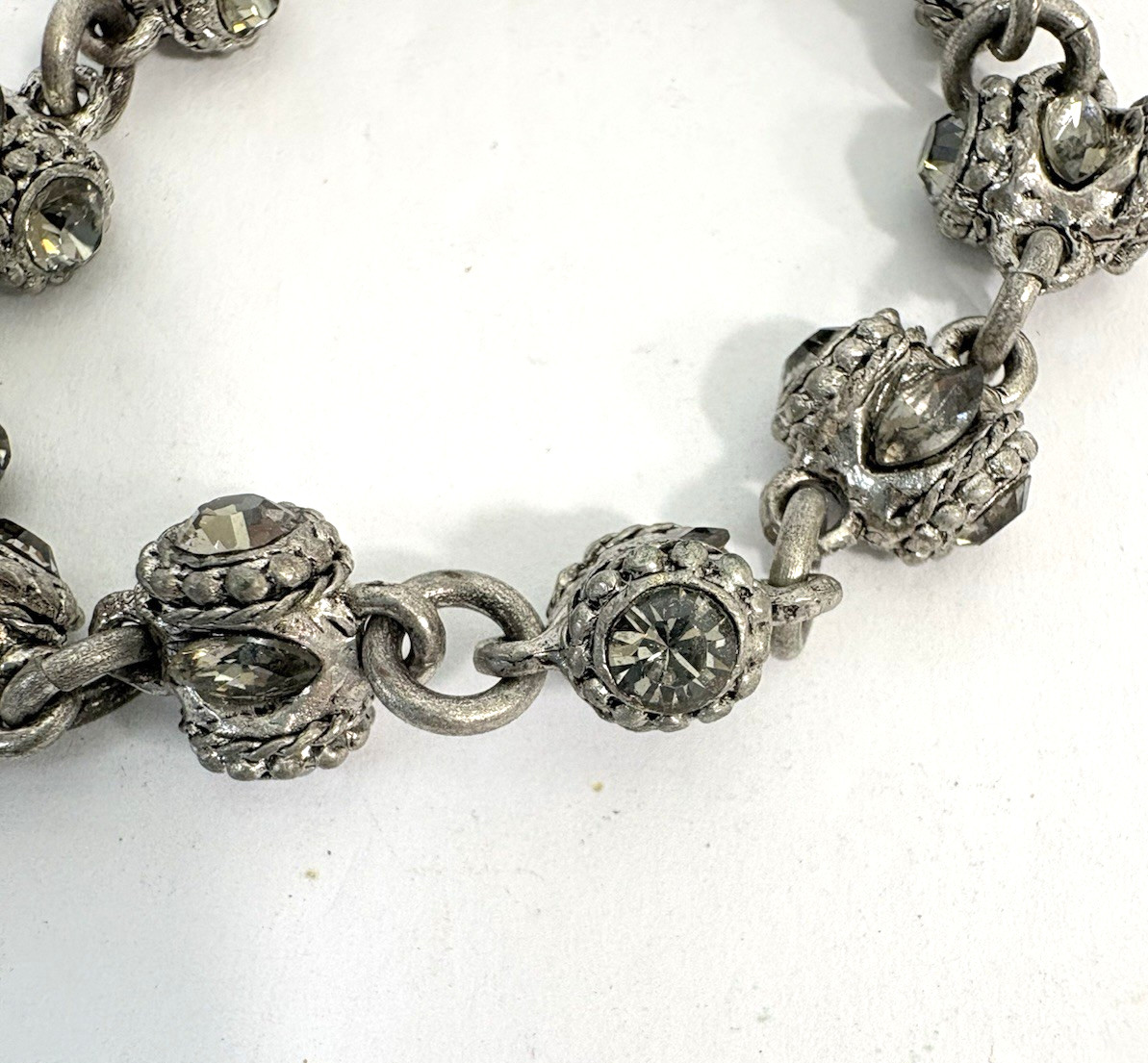Otazu Barrel Bracelet Silver Tone Swarovski Crystals 7.5″ Toggle Closure EU Made