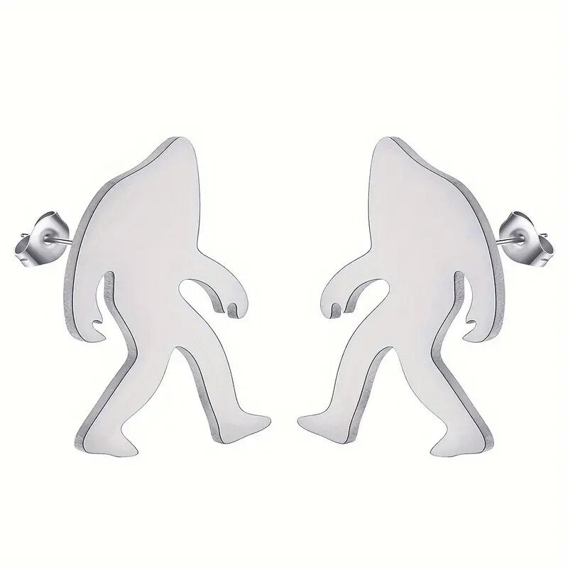 Sasquatch Stud Earings – Color Gold, Silver or Black – Bigfoot Style -Wear Proud