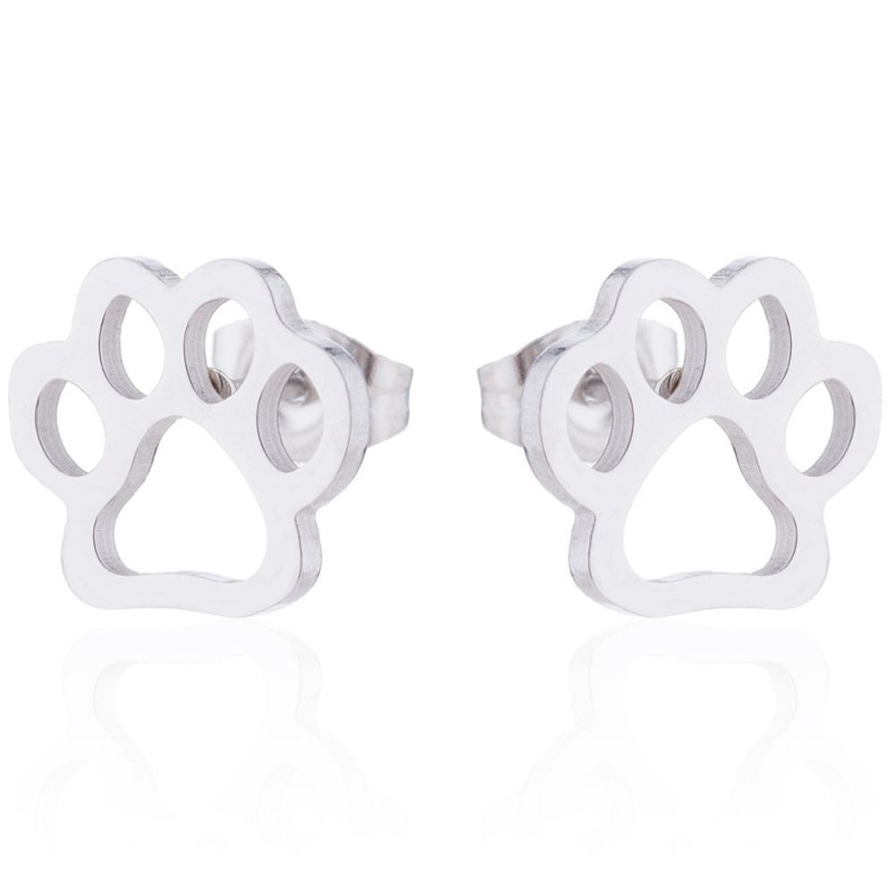 Stainless Steel Cat or Dog Paw Print Earrings for Pet Lovers or Kids