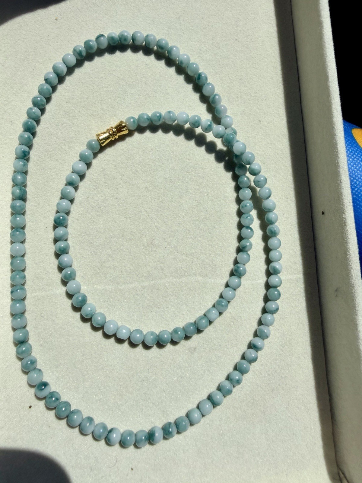 Burma jadeite necklace 4.7m blue Sky White Cloud type A Burmese Jade 翡翠蓝天白云