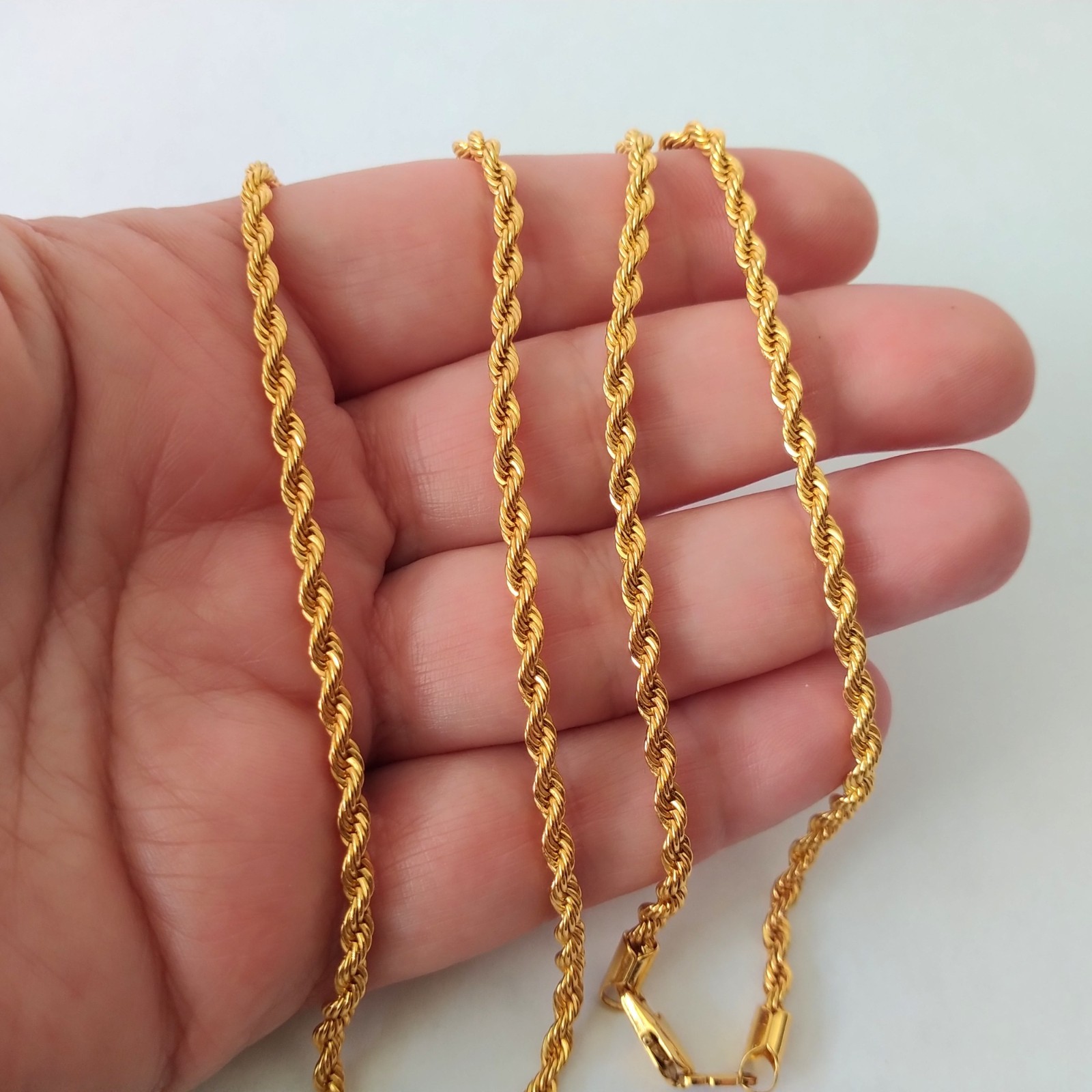 Signed Xuping Gold Plated Rope Chain Necklace 22 Inch Twisted Link Men Women