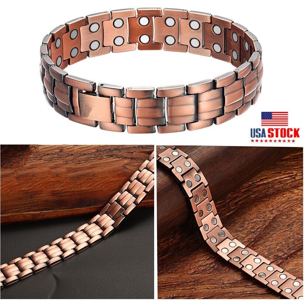 Men’s Bracelet Magnetic Therapy Arthritis Pain Relief Pure Solid Copper Bangle