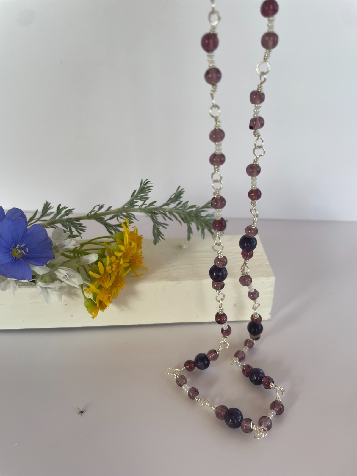 Dark Purple Glass Beaded Necklace – All proceeds donated to wild animal rescue