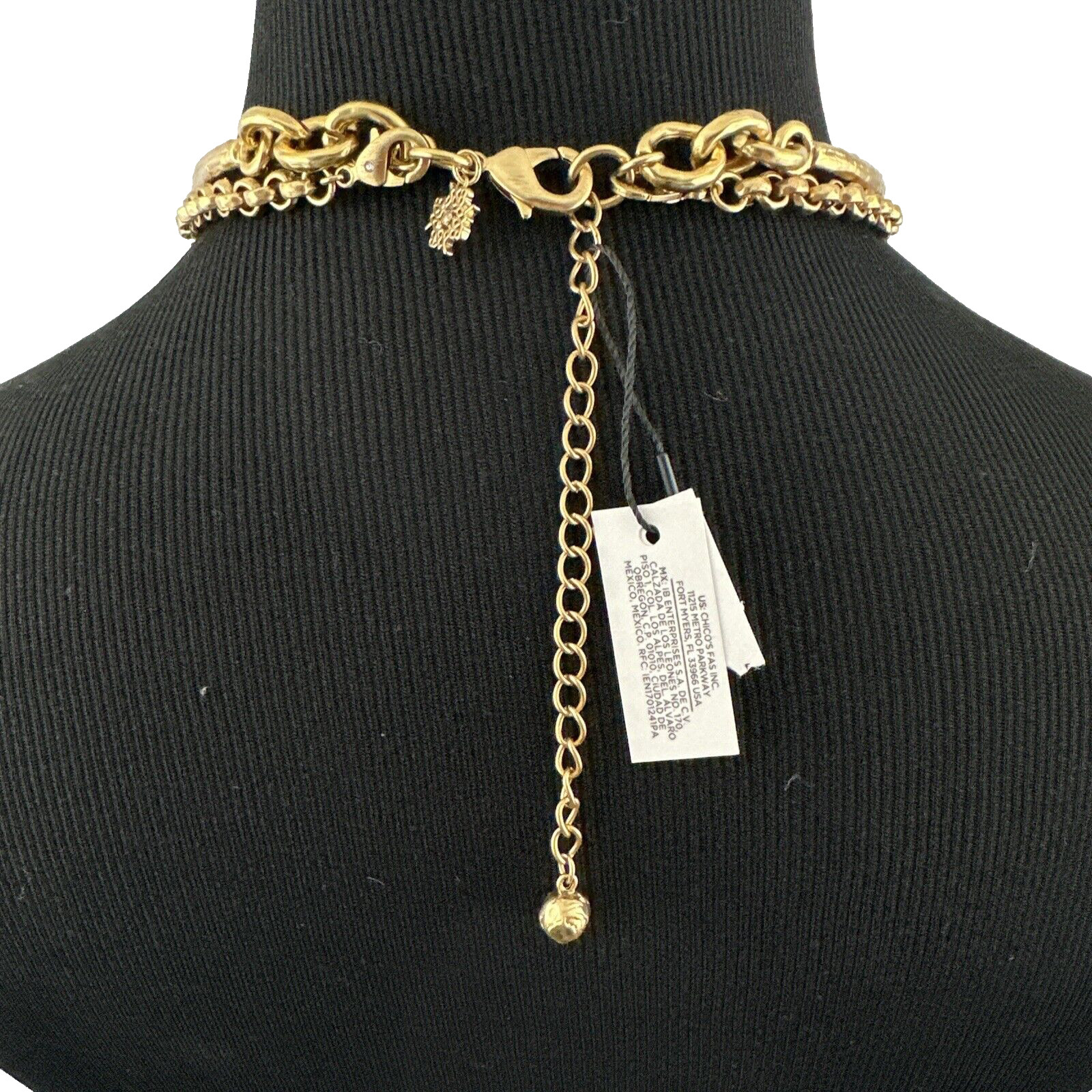 WHBM 3-in-1 necklace – NEW gold & pearl layered convertible brutalist 2 strand
