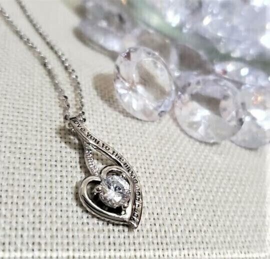 Women’s Stunning Heart Pendant Round Cut Simulated Diamond 14k White Gold Plated