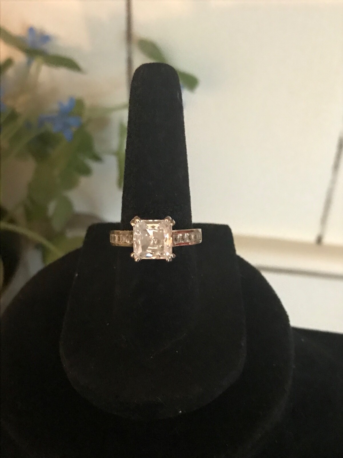 Diamonique CZ Asscher Cut DESIGNER SW 14K WHITE GOLD 3CT RING – Size 6