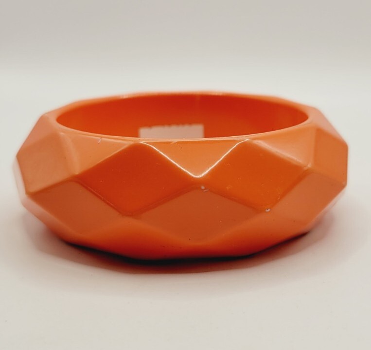 M. Haskell Faceted BANGLE Bracelet ORANGE Slip On Faceted Vintage Jewelry
