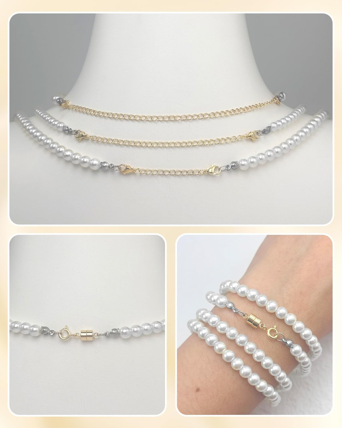 Extensor Collar Cierre Magnetico Broche Pulsera Cadena Extensible Oro Plata