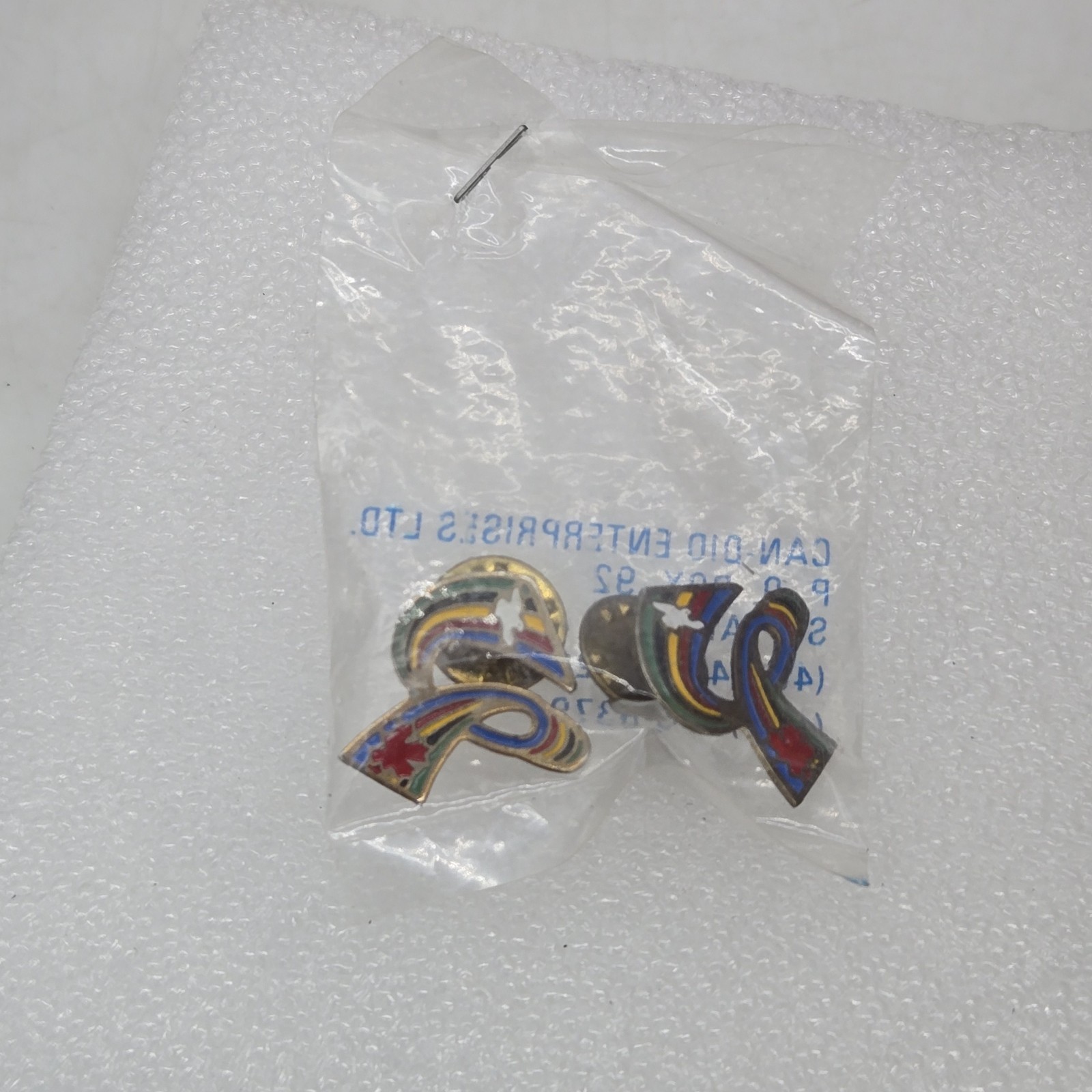 (2) Vintage Gay Pride Rainbow Dove Peace Canada Maple Leaf Lapel Push Back Pin