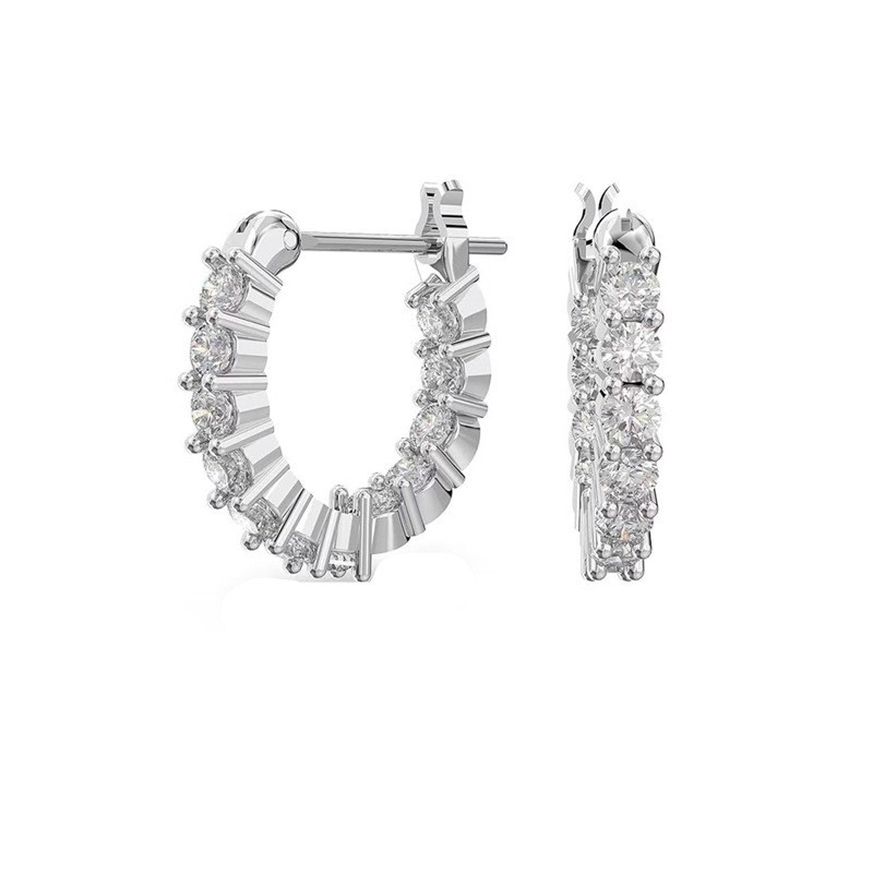 New Swarovski C-Shaped Half-Circle Earrings Pavé Yellow White Blue Diamond