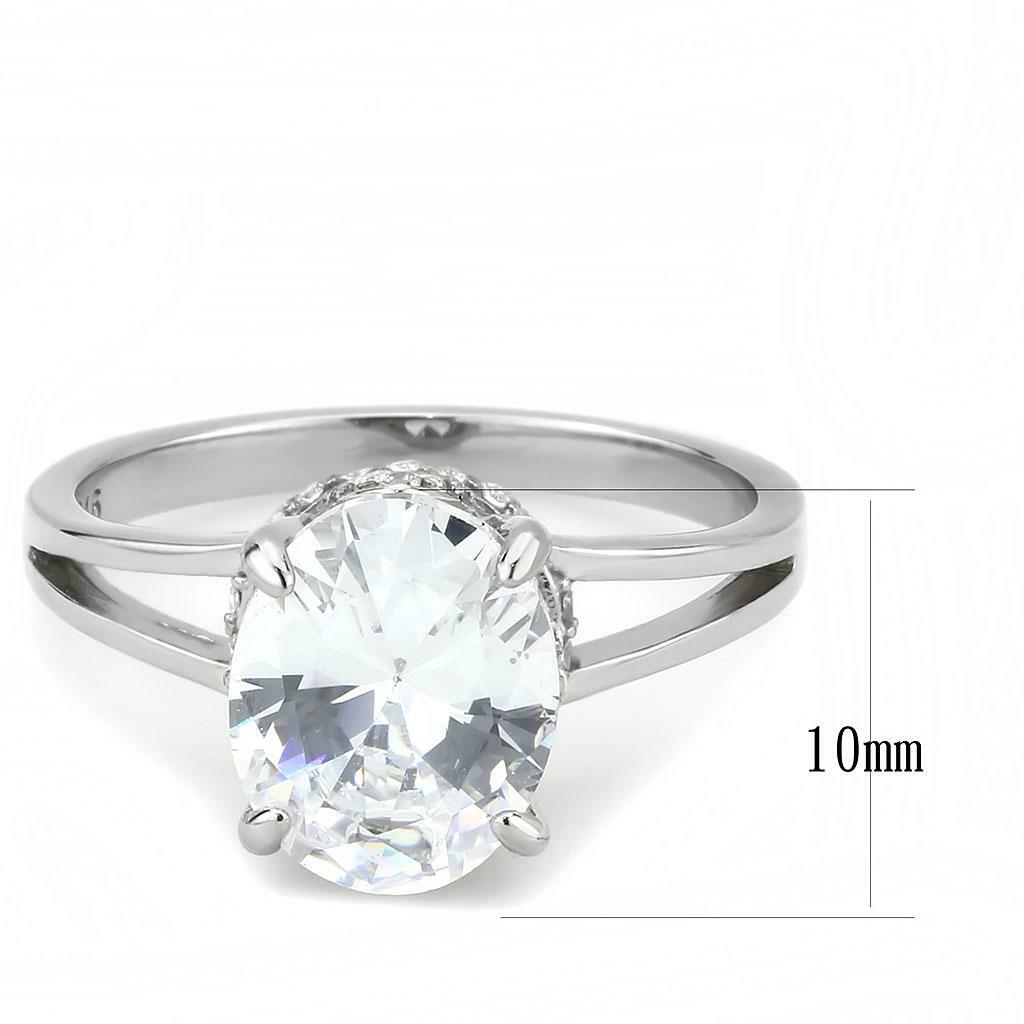 DA314 – No Plating Stainless Steel Ring with AAA Grade CZ in Clear