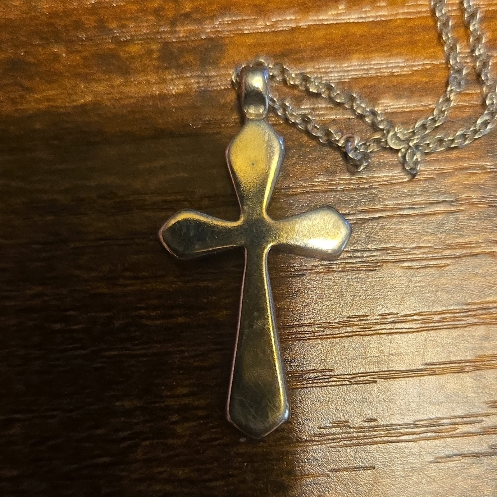 Silver and Turquoise w/ Chain Cross Pendant Necklace – Blue Inlay, 5 Gemstones