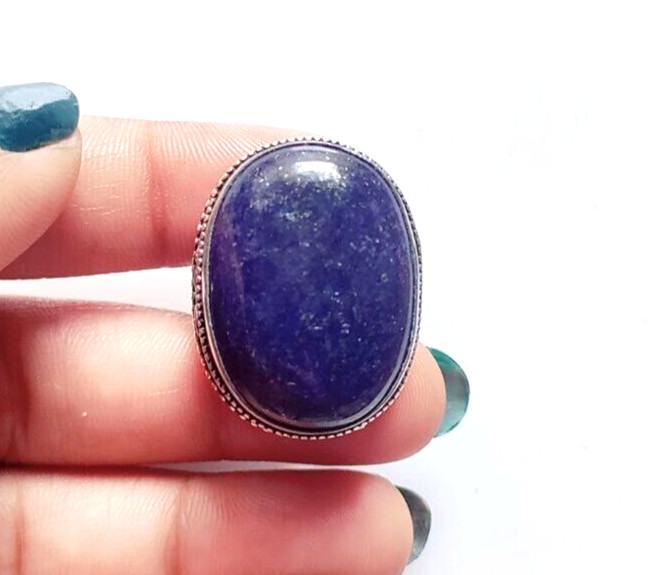 Lapis Lazuli Natural Gemstone Handmade 925 Sterling Silver Ethnic Jewelry Ring