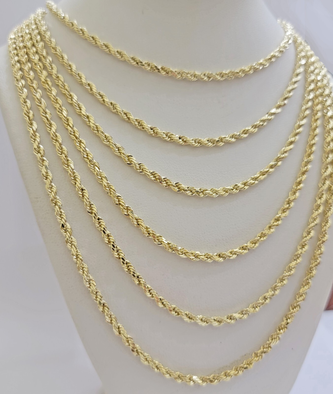 Real 14k Yellow Gold Rope Chain Necklace 18″-26″ 3mm Diamond Cut 14kt Men Women