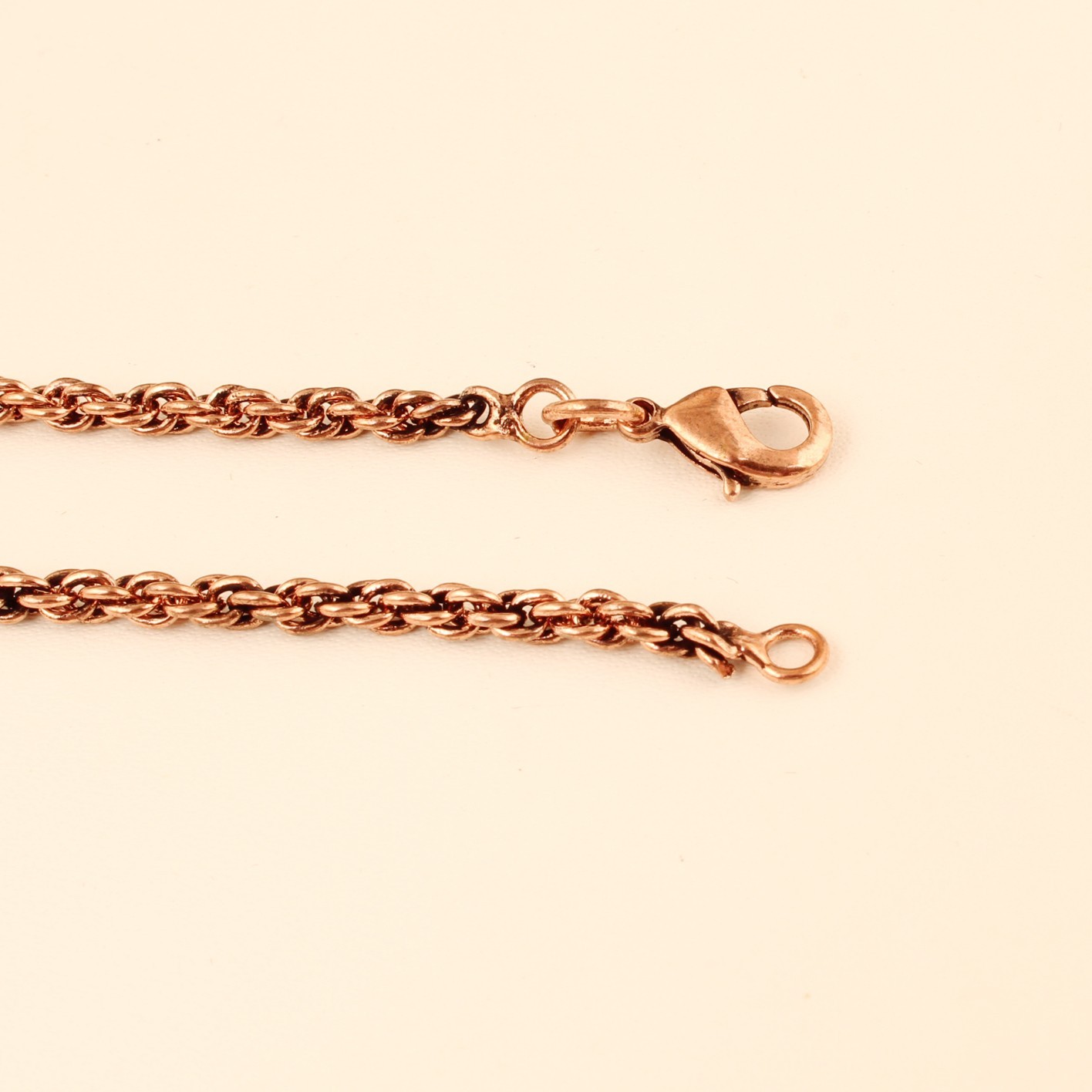 Oxidized Copper Rope Chain Bracelet,100% Copper, Solid Bracelet Thickness 3mm
