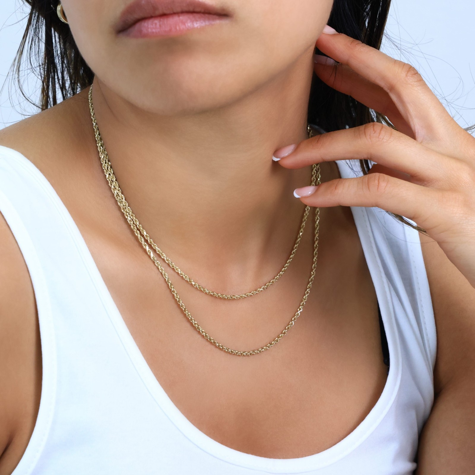 18k Yellow Gold 2mm Diamond Cut Rope Chain Italian Necklace Mens Womens 16″-26″