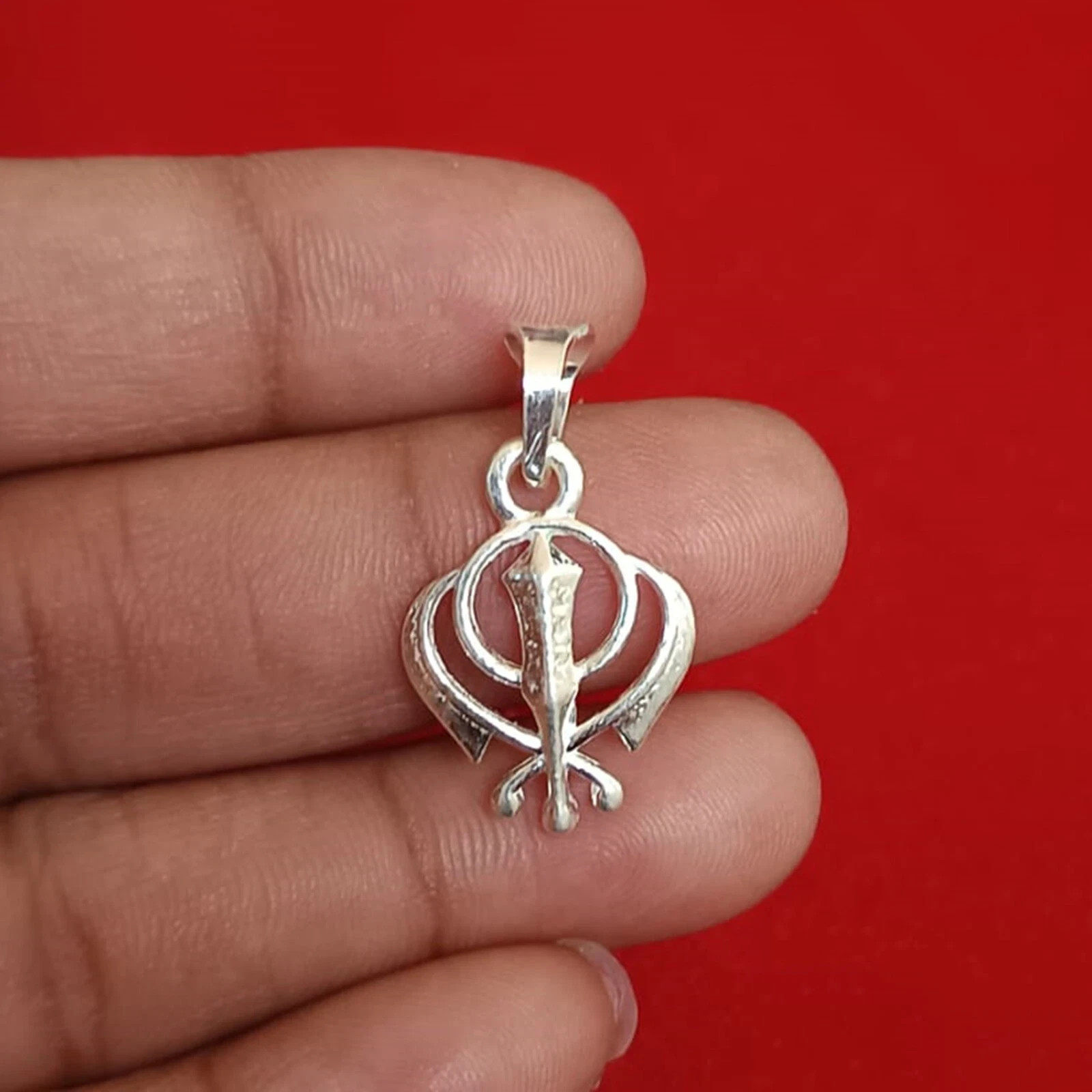 Pure Silver Khanda, Sikh Khanda Symbol Pendant, Protection Charm Amulet