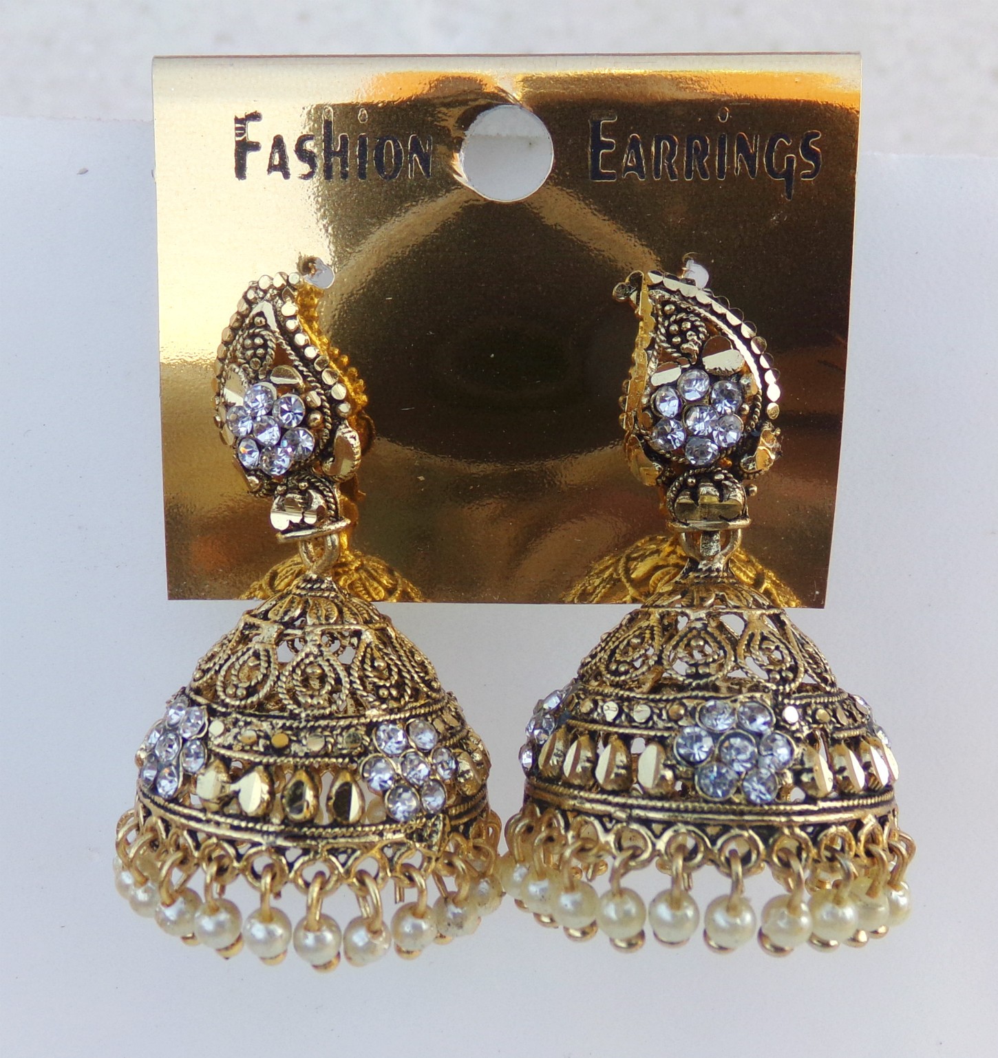 South Indian Traditional Gold Plated Pearl Jhumka Earrings for Girls and Women