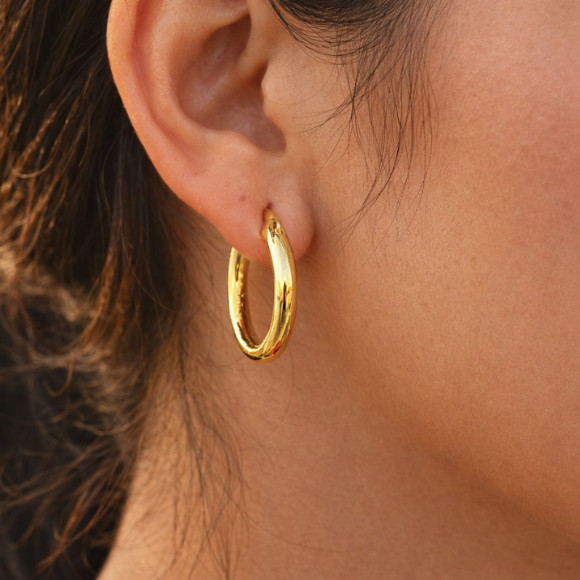 18k Gold Filled Hoops, everyday wear, waterproof, earrings for women