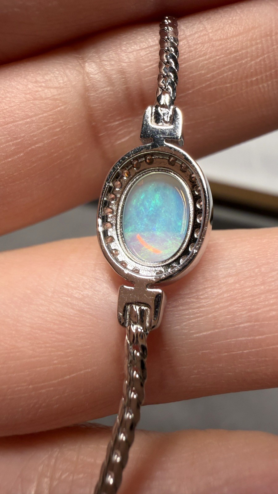 Solid Opal Bracelet Natural Silver Knot Style Soft Blue Green Fire Everyday#0194