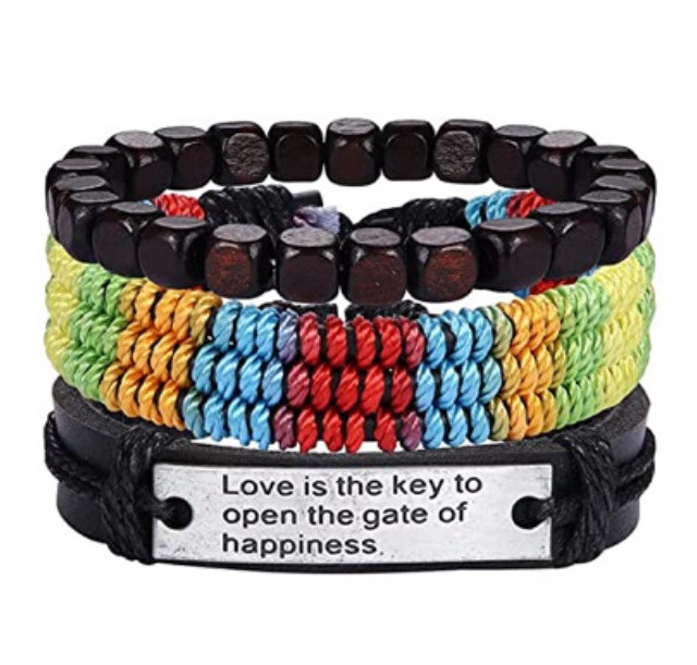 3 PC Unisex Leather Bracelet Stackable Adjustable Tie New Free Ship 8445