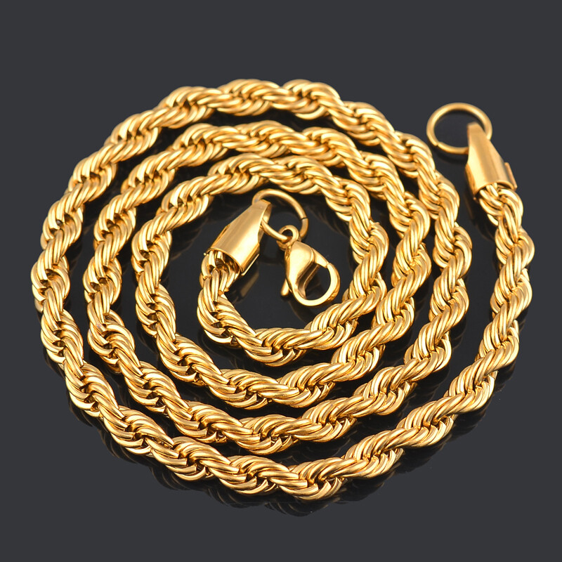 HEAVY 6MM THICK GOLD FILLED 18K Italy solid Rope necklace 24″ chain men women