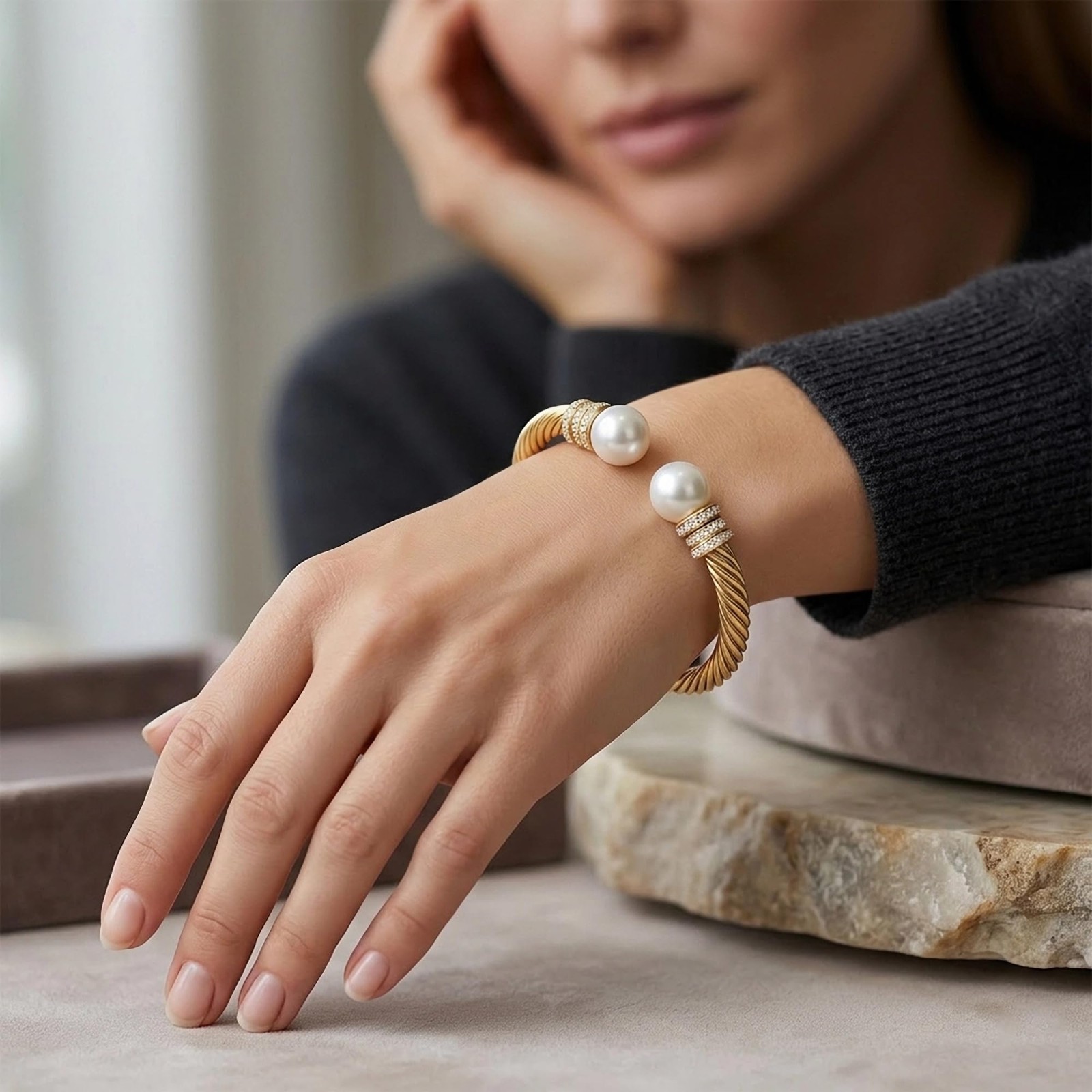 Gold Cable Wire Cuff Bracelet for Stainless Steel Open Cuff Bangle Bracelets …